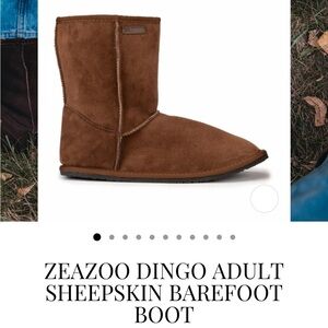 ZeaZoo Dingo Barefoot boots Brown Winter Rain Boots with Fur Collar